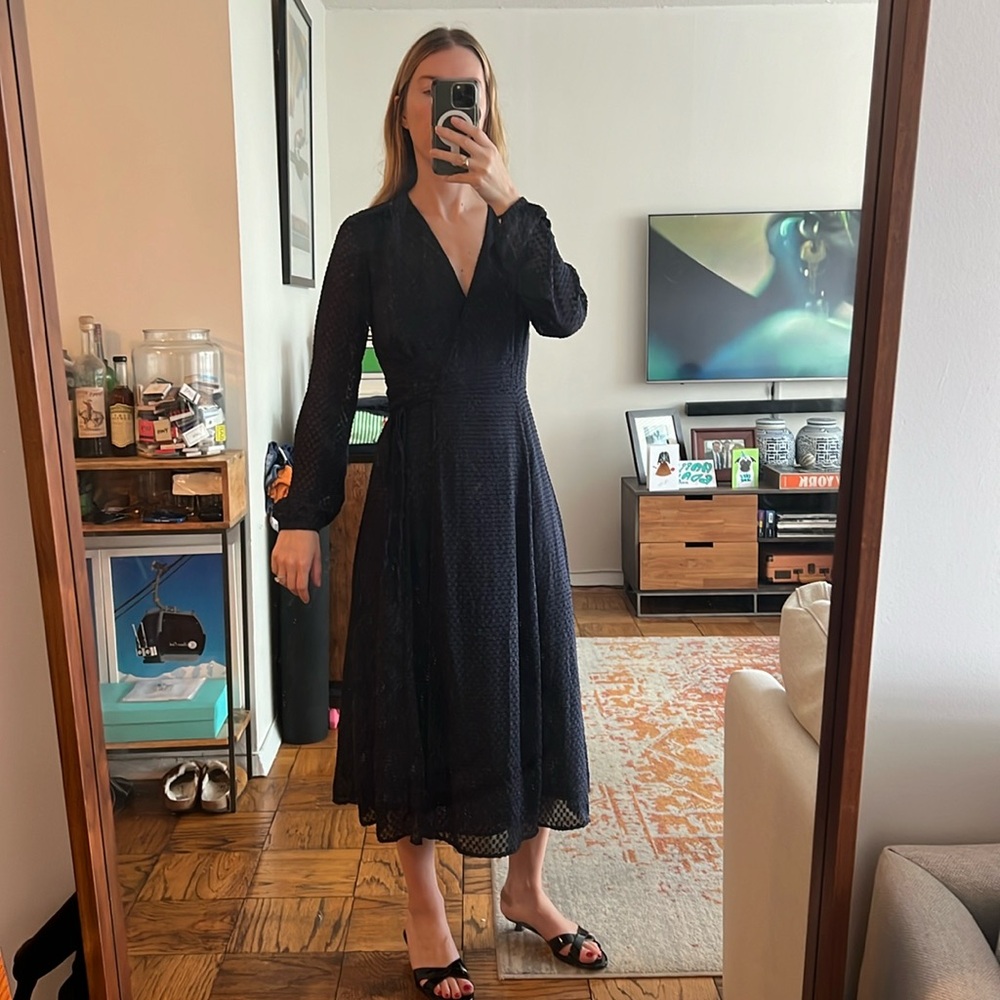 H&M navy wrap dress size 4
